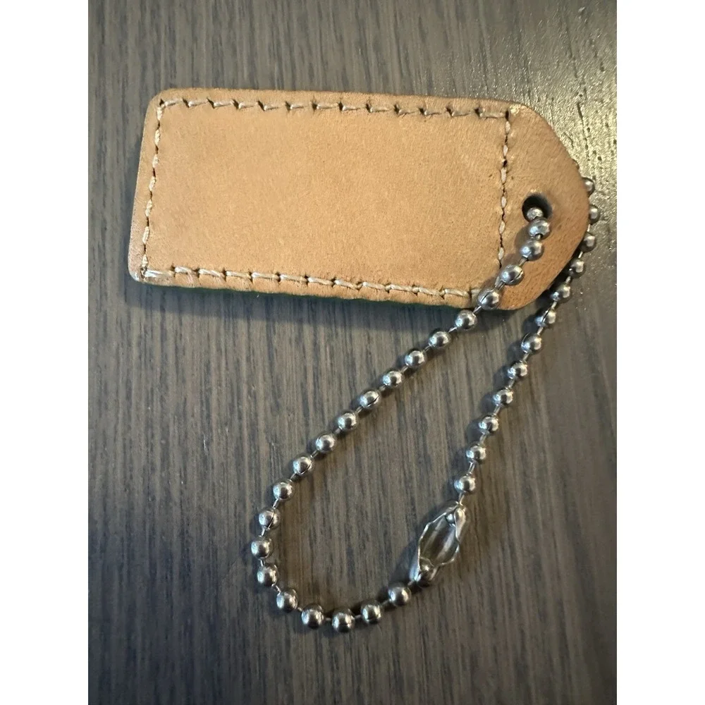 COACH Green/Tan Leather Silver Chain Replacement Purse Handbag Hang Tag Charm